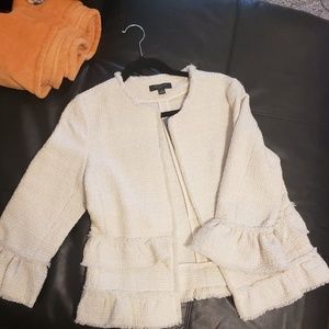 White House Black Market Cream Tweed Jacket